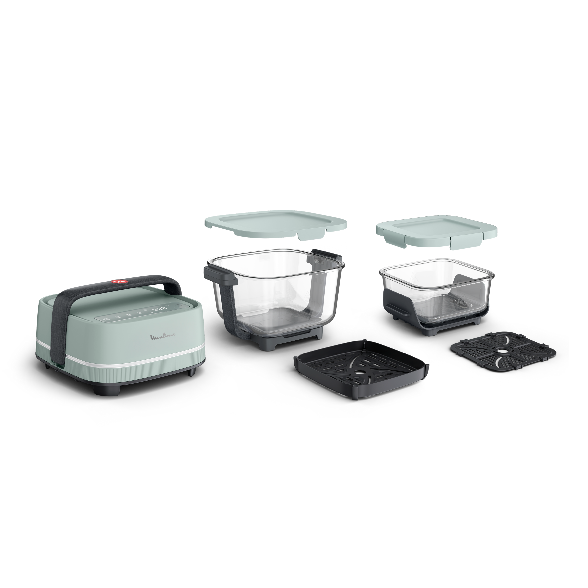 Crisp&Go FY7014E0 Glazen Air fryer - 4 programma’s - 2 Kommen van 1,4L en 3,8L