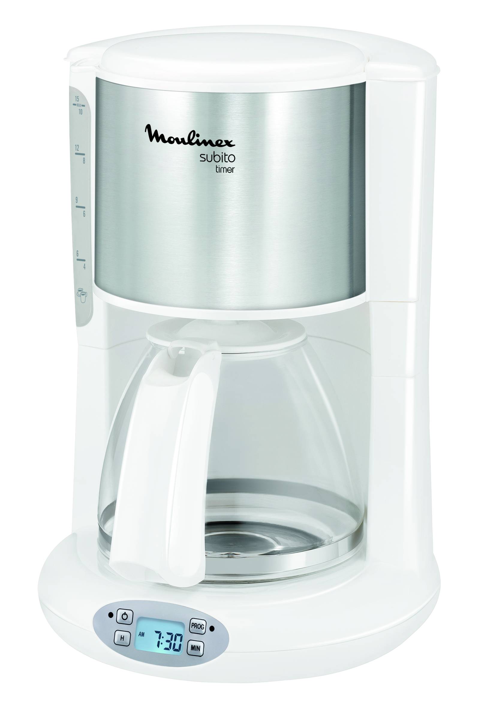 cafetiere subito timer inox/blanc