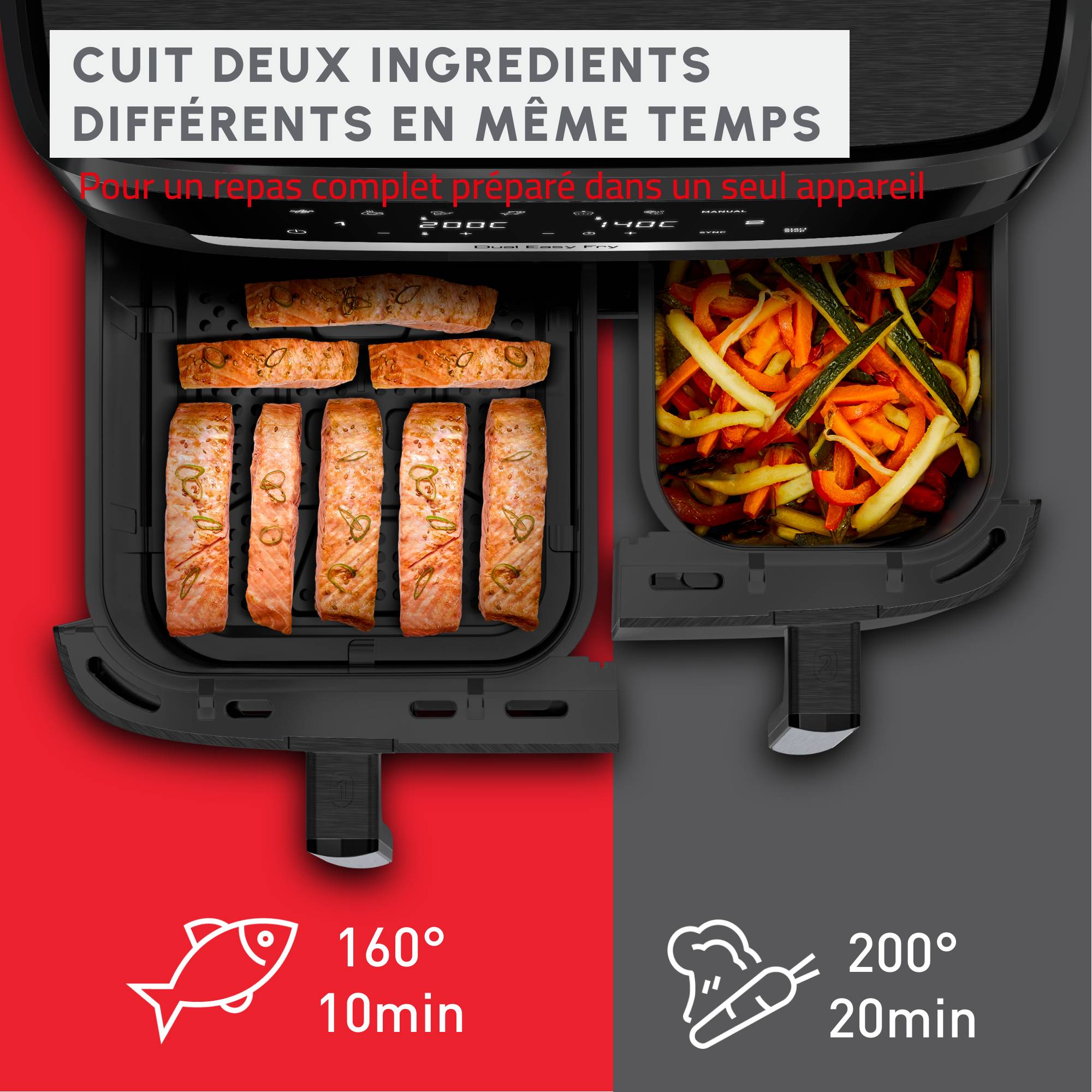 Dual Easy Fry & Grill XXL EZ9428F0 Air Fryer - 7 programmes - 6,5L + 4,5L