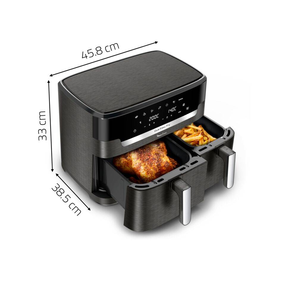 Dual Easy Fry XXL, XXL dubbele air fryer, gesynchroniseerde bereiding, 11 L inhoud