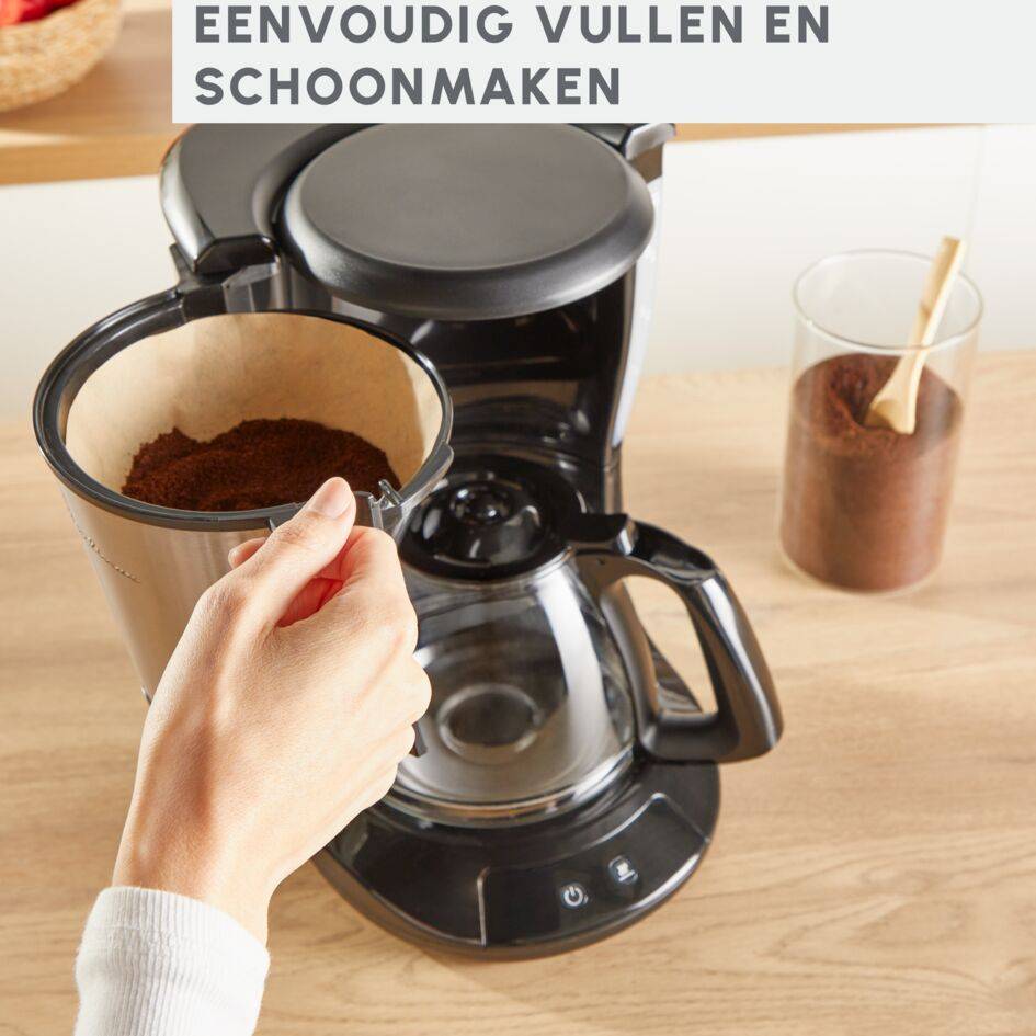 Subito, filterkoffiezetapparaat, optionele warmhoudfunctie, modern ontwerp, zwart en inox