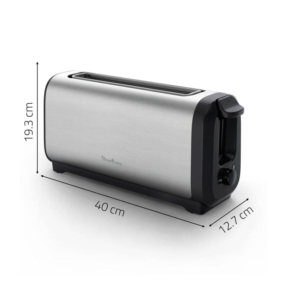 Subito, broodrooster met lange sleuven, sneller roosteren, energiebesparend, zwart en inox