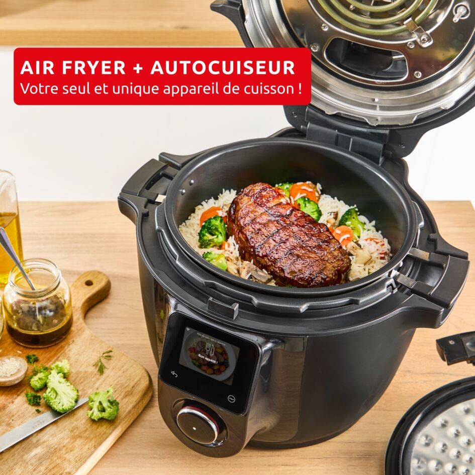 Cookeo Infinity CE9828F0 Multicuiseur intelligent haute pression + air fryer - 20 programmes - Recettes illimitées - Connecté