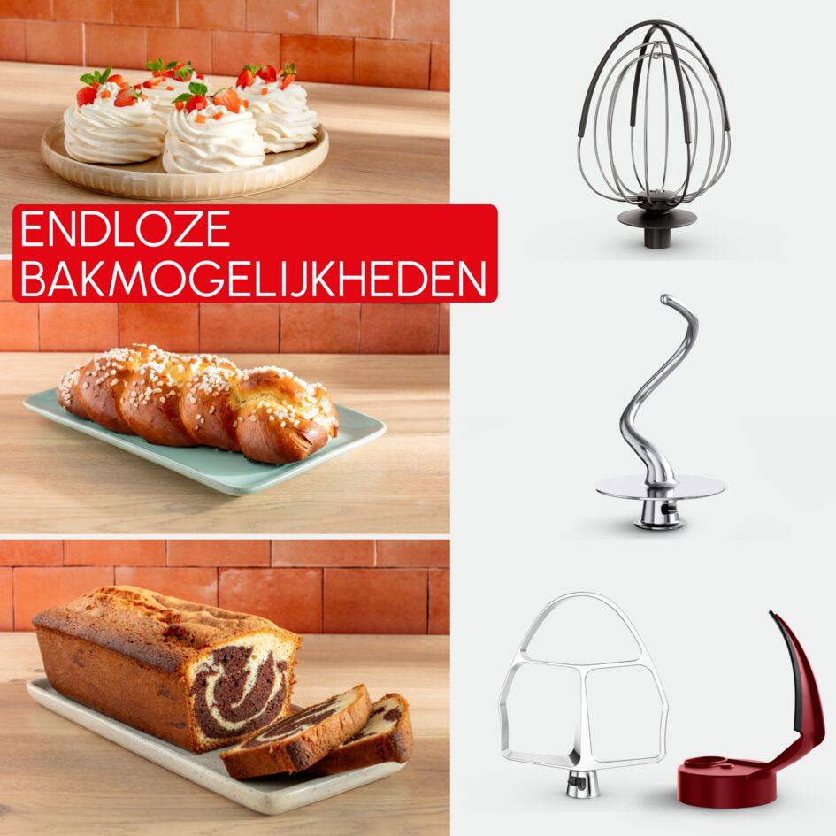 Bake Partner QA5458F1 Keukennmachine - 1100 W - 5 accessoires - 4,6L - 8 snelheden