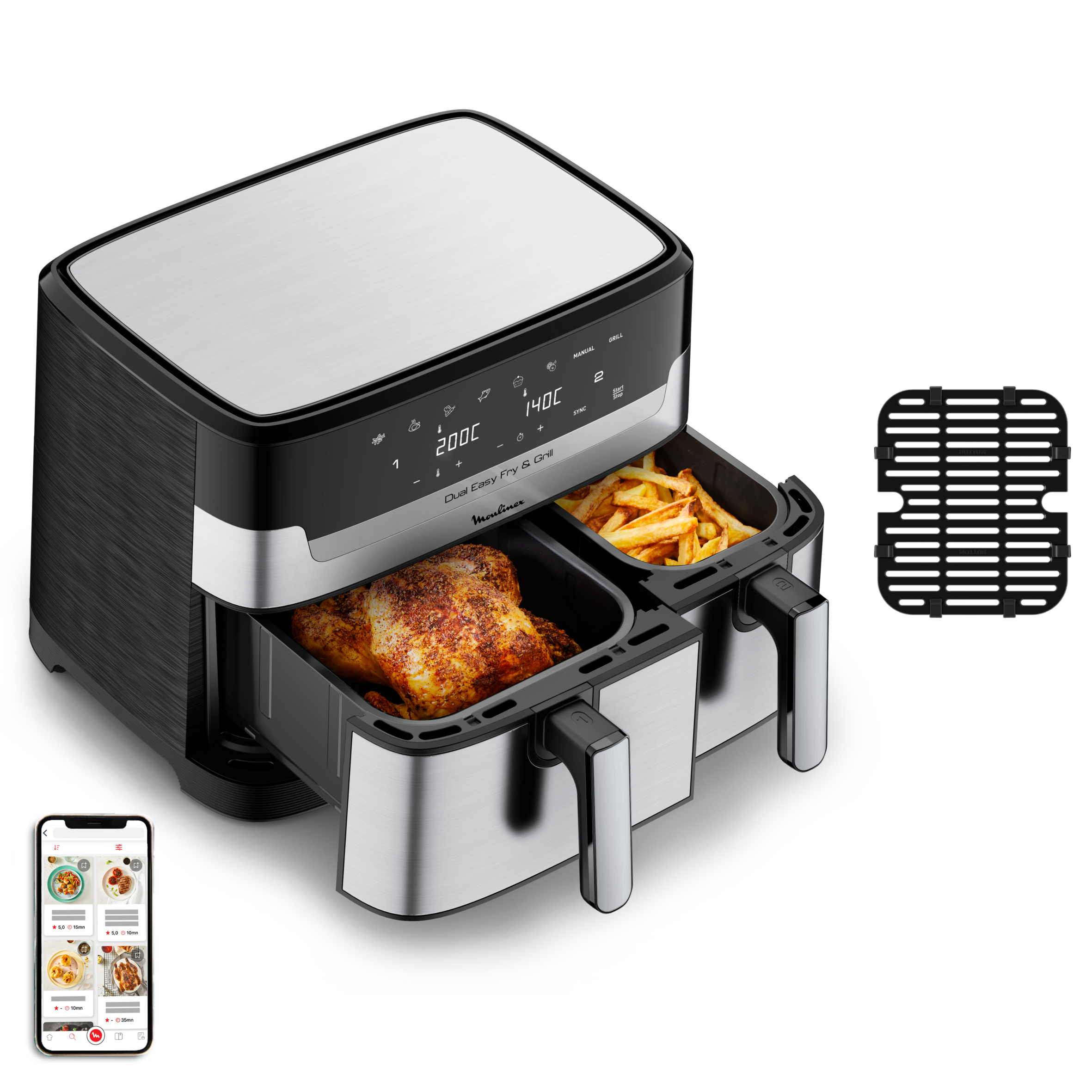 Dual Easy Fry & Grill EZ905D20 Air fryer - 8 programmes - 5,2L + 3,1L