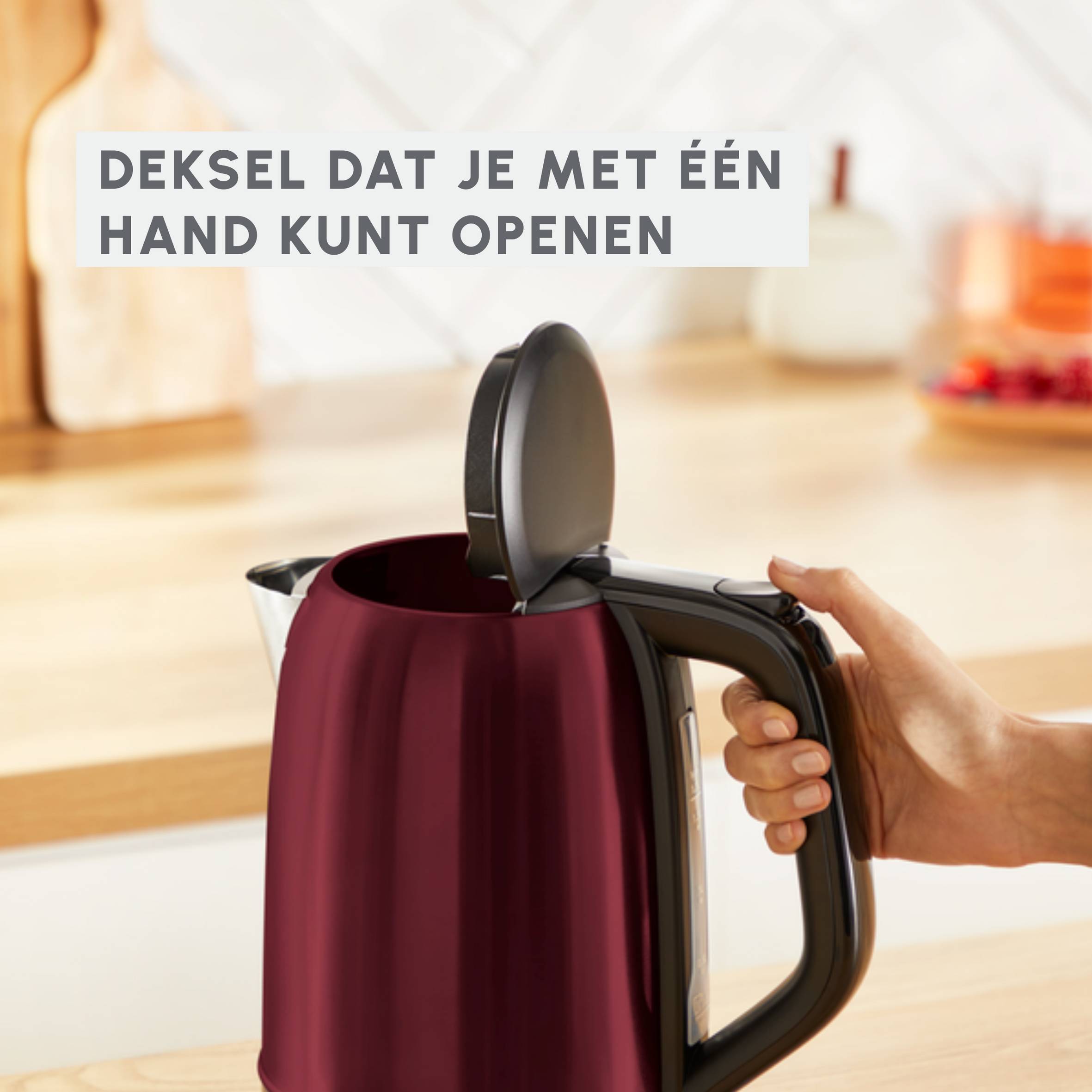 Subito, elektrische waterkoker, One-Cup Indicator, met één hand te openen