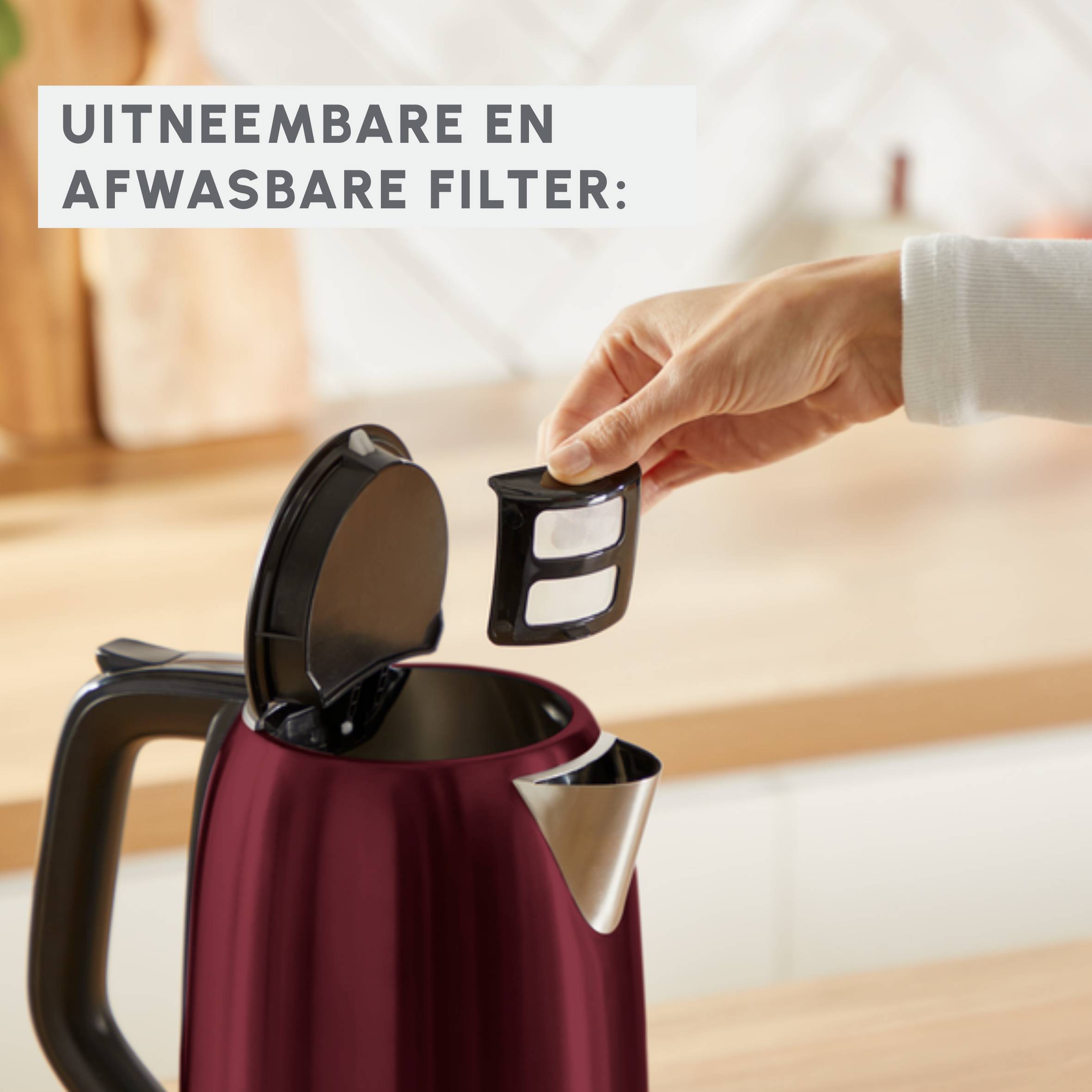 Subito, elektrische waterkoker, One-Cup Indicator, met één hand te openen