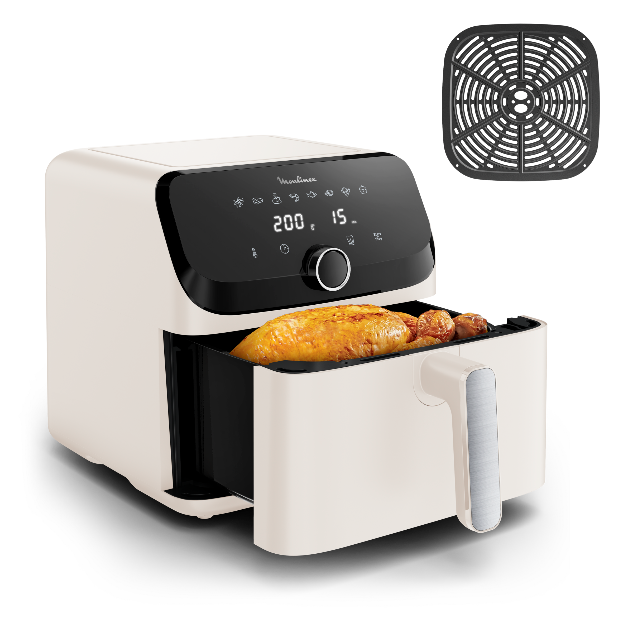 Easy Fry Mega, air fryer, extra grote inhoud 7,5 L, 8 vooraf ingestelde programma's
