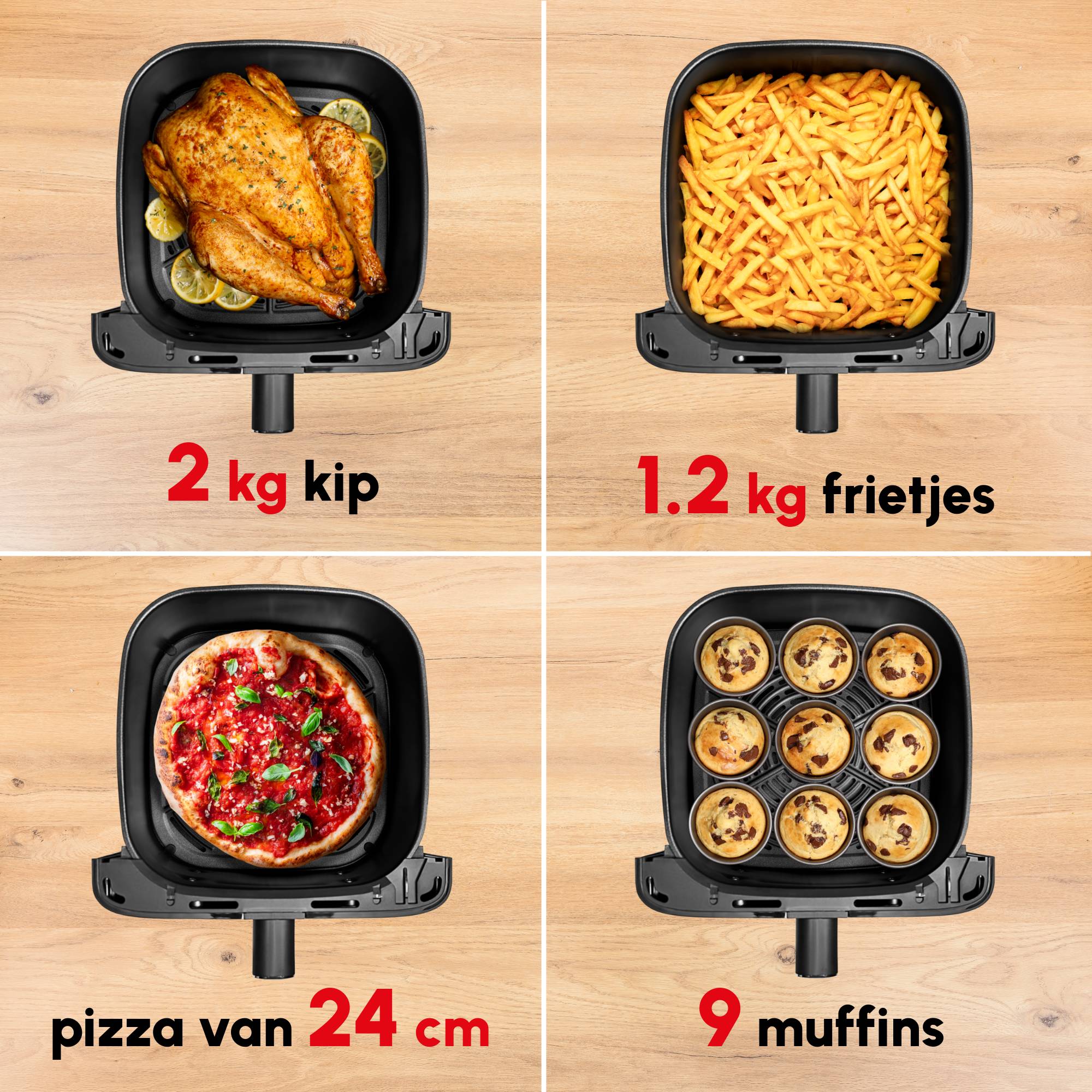 Easy Fry Mega, air fryer, extra grote inhoud 7,5 L, 8 vooraf ingestelde programma's