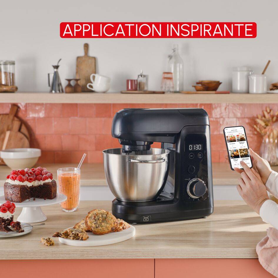 Bake Partner QA5458F1 Robot pâtissier - 1100 W - 5 accessoires - 4,6L - 8 vitesses