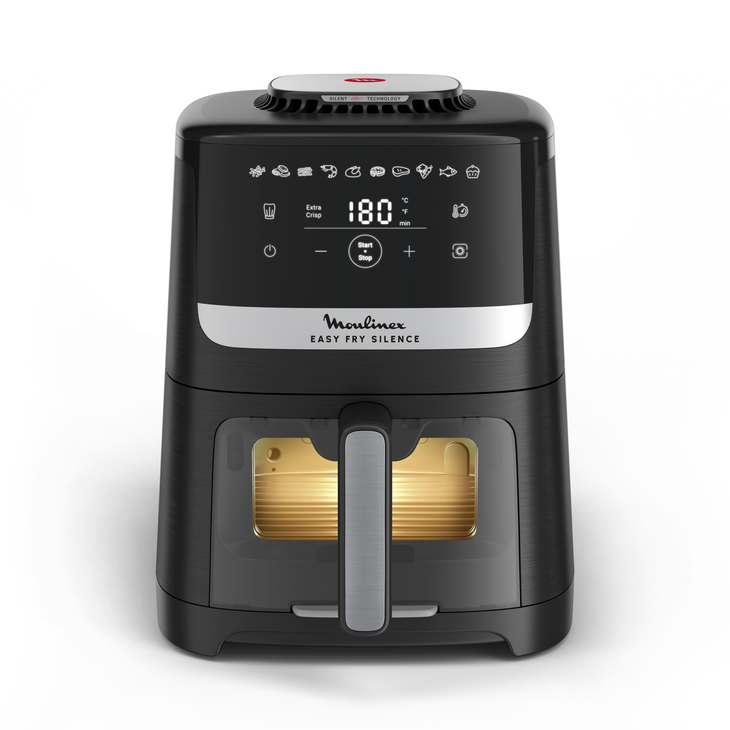 Easy Fry Silence avec hublot de contrôle, air fryer, 5&nbsp;L, Technologie Silent, Noir