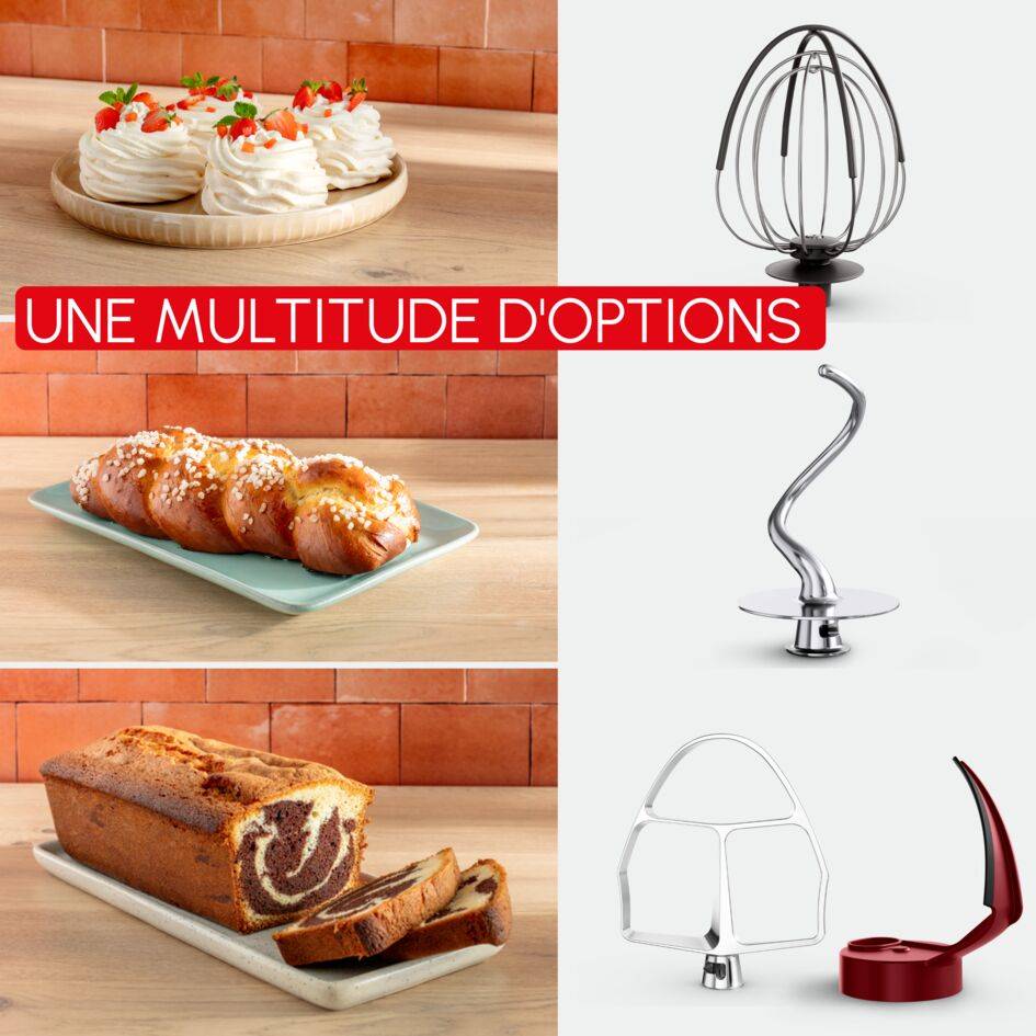 Bake Partner QA5458F1 Robot pâtissier - 1100 W - 5 accessoires - 4,6L - 8 vitesses