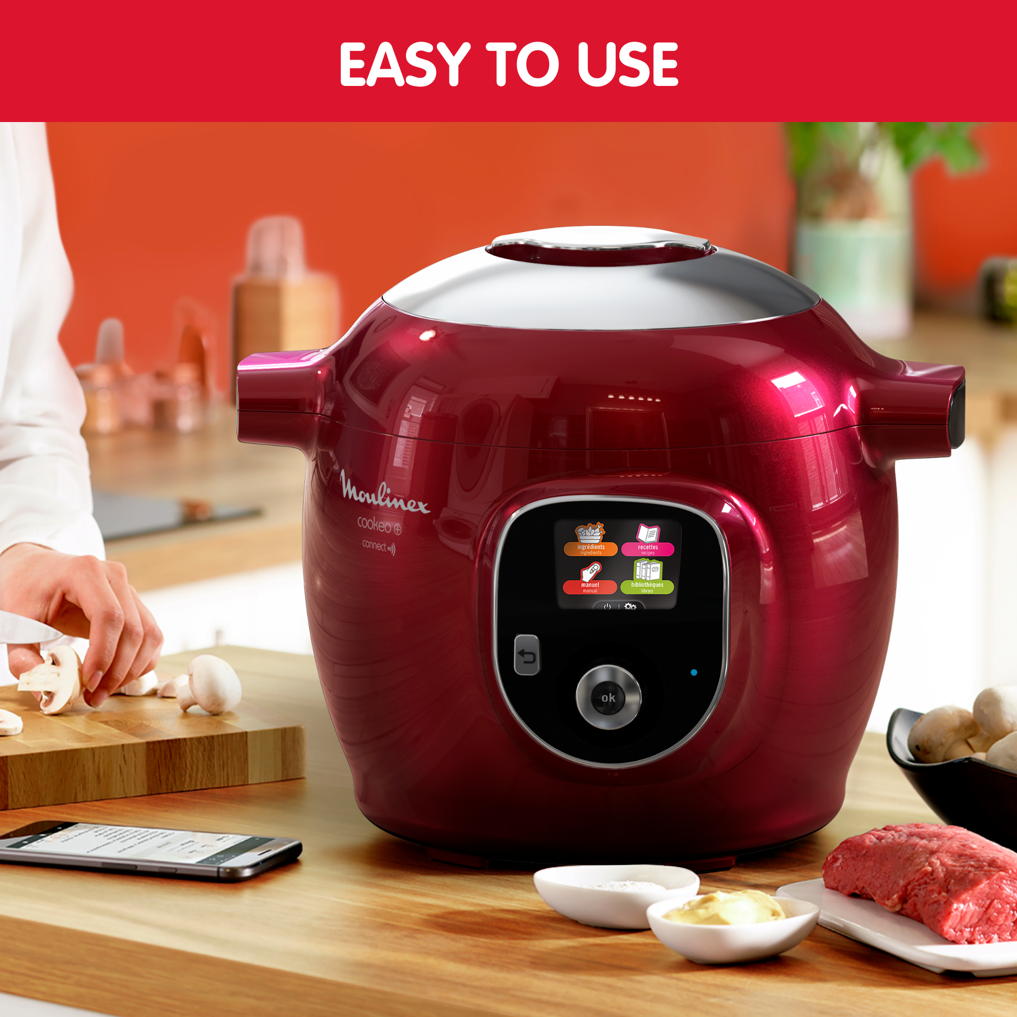 Cookeo+ Connect CE86F510 Intelligente hogedruk multicooker - 6 programma's - Oneindig aantal recepten - Geconnecteerd