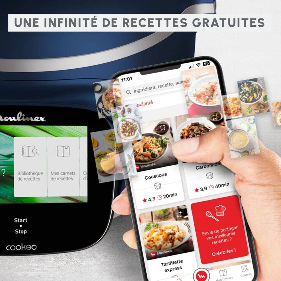 Cookeo Touch Pro CE943410 Multicuiseur intelligent haute pression - 13 programmes - Recettes illimitées - Connecté - Balance intégrée