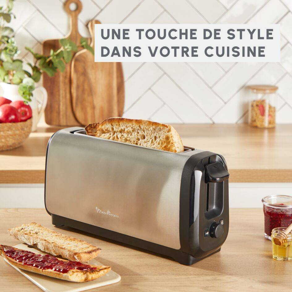 Subito, Grille-pain longue fente, Dorage plus rapide, Économies d'énergie, Noir et inox