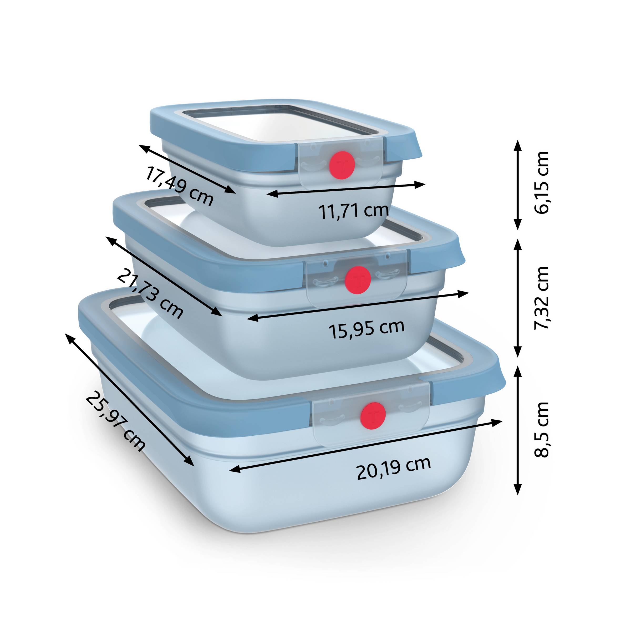 OneClick N1230210 Set de 5 boîtes de conservation - 2x0,5L / 2x1,2L / 2,3L