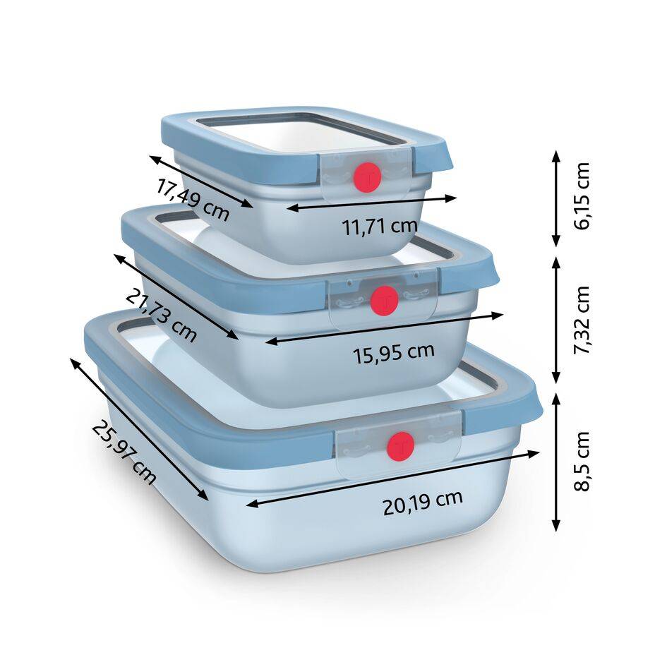 OneClick N1230210 Set de 3 boîtes de conservation - 0,5L / 1,2L / 2,3L 