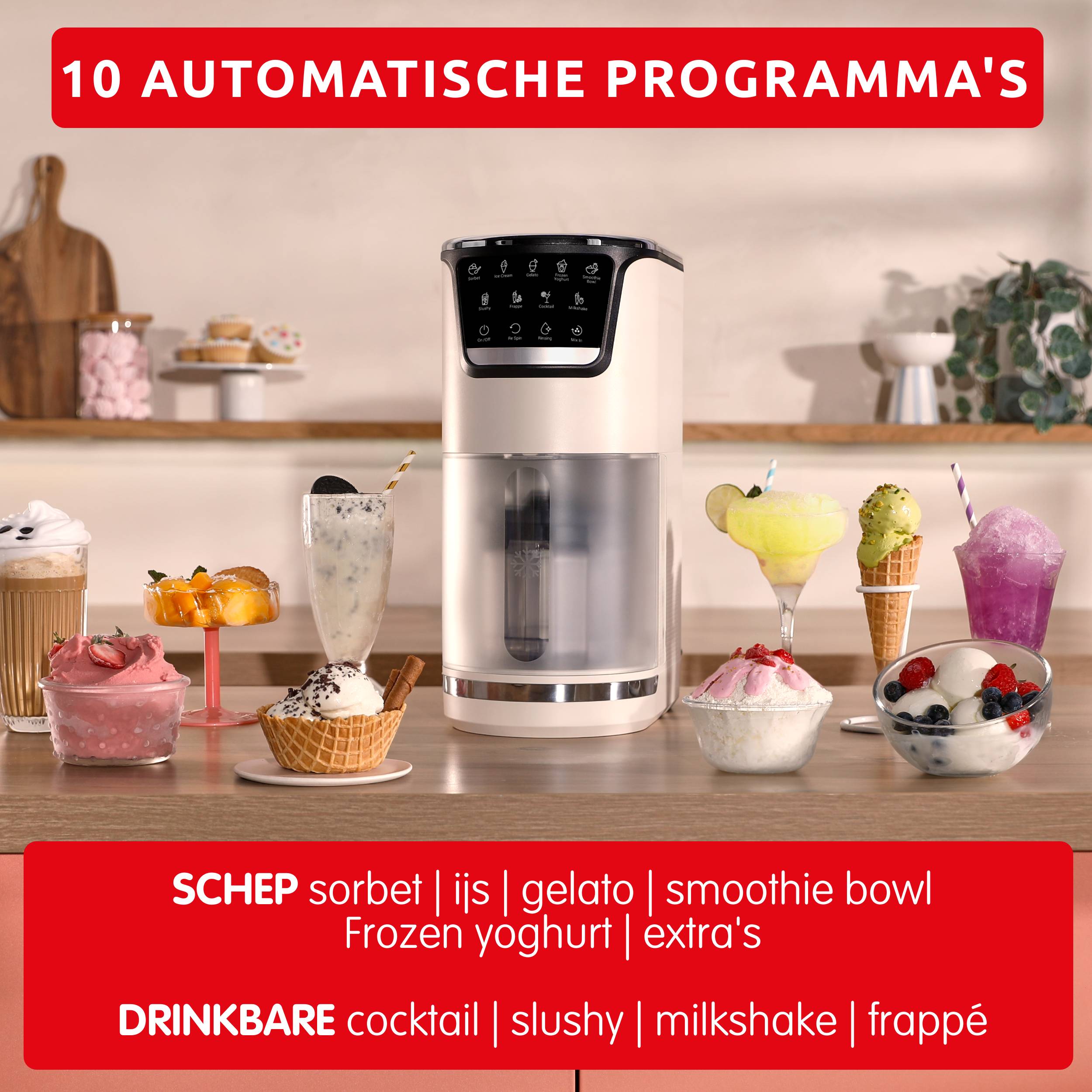 Dolci MJ602AF0 Ijsmachine - 10 programma's in 1 - automatisch spoelprogramma