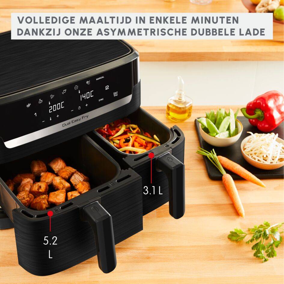Dual Easy Fry, Heteluchtfriteuse, 8.3 L, Twee lades