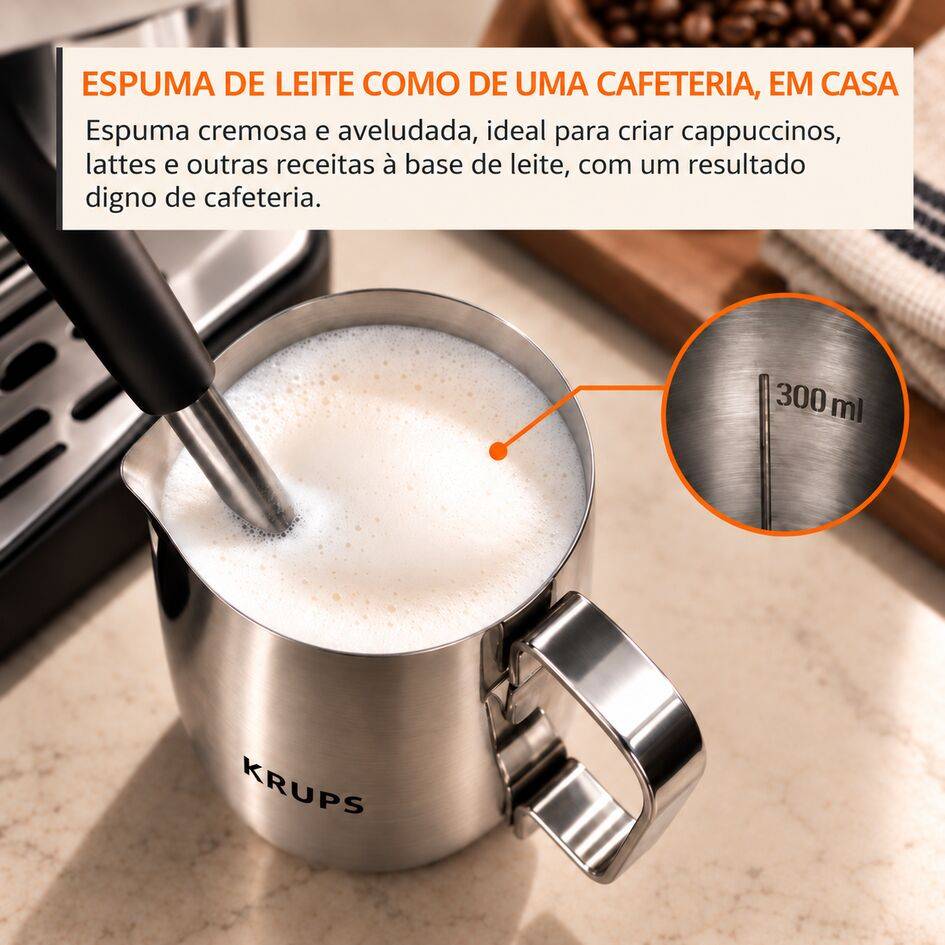 KRUPS Barista, Pot à lait, Acier inoxydable, 35 cl