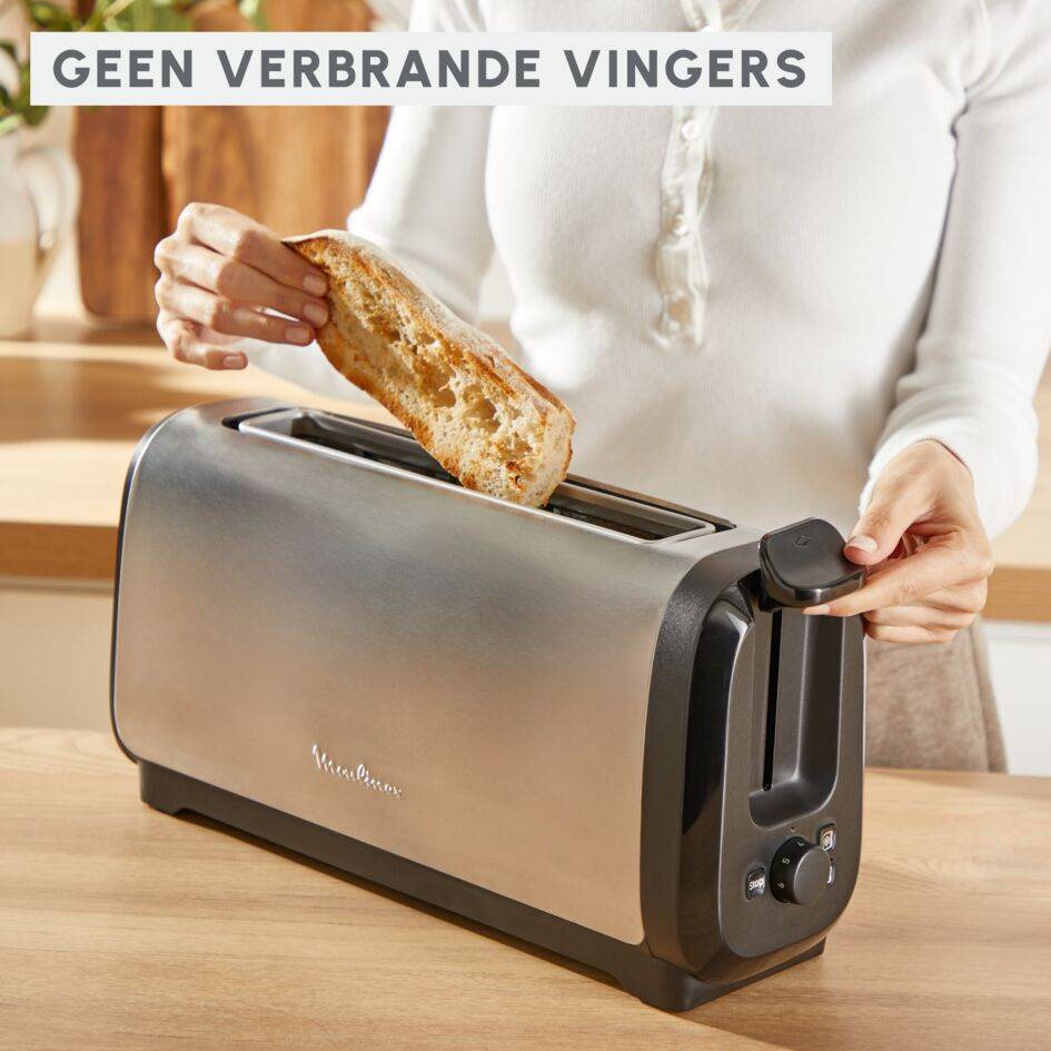 Subito, broodrooster met lange sleuven, sneller roosteren, energiebesparend, zwart en inox