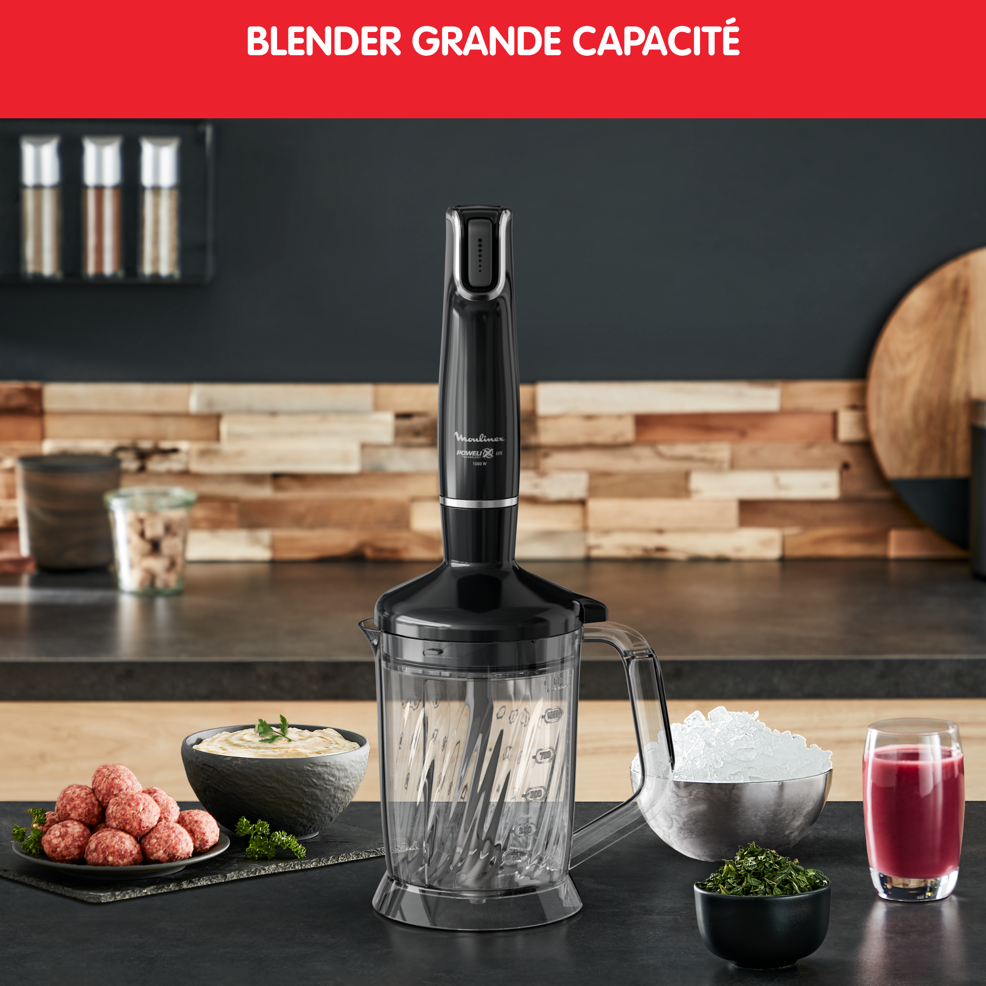 Mixeur plongeant Infinyforce avec hachoir mixeur XL