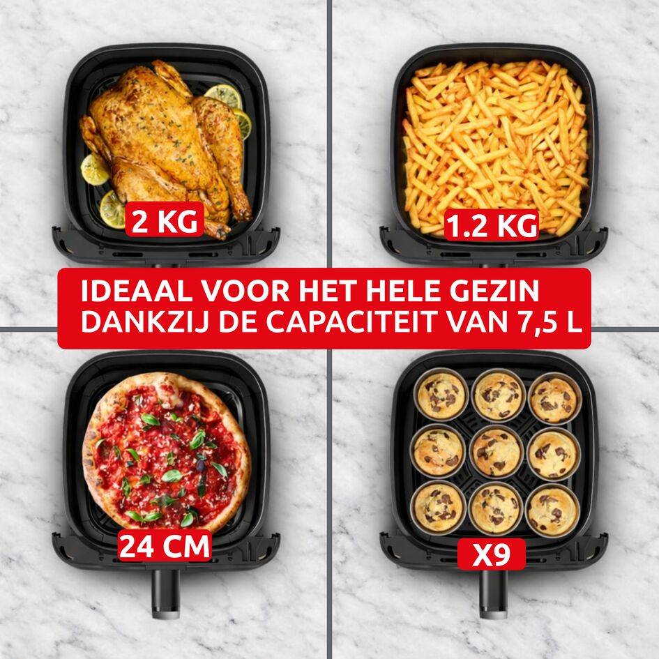 Easy Fry Mega EZ866HF1 Air fryer - 8 programma's - 7,5L - Afneembaar frontpaneel