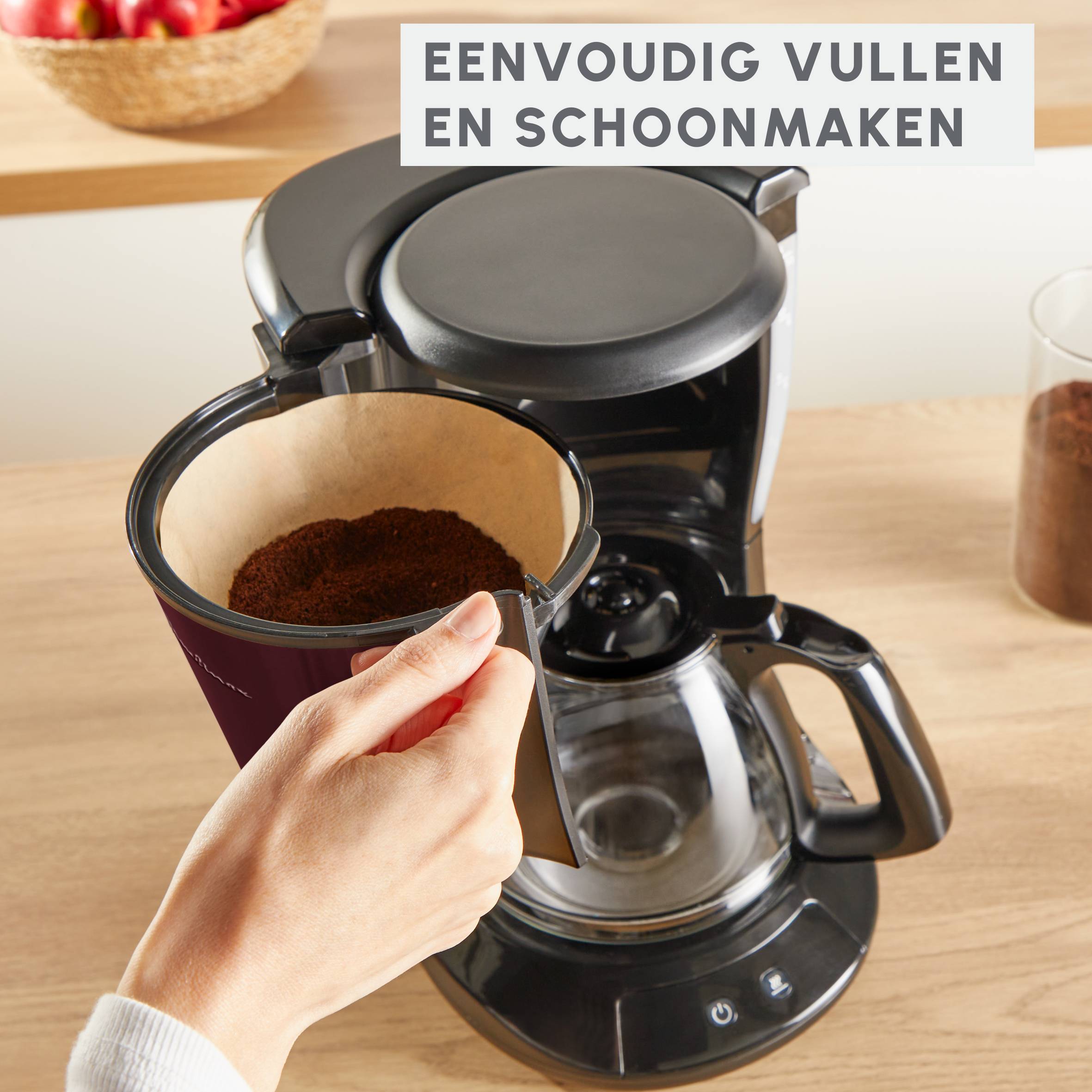 Subito, filterkoffiezetapparaat, optionele warmhoudfunctie, modern ontwerp, zwart en tannine