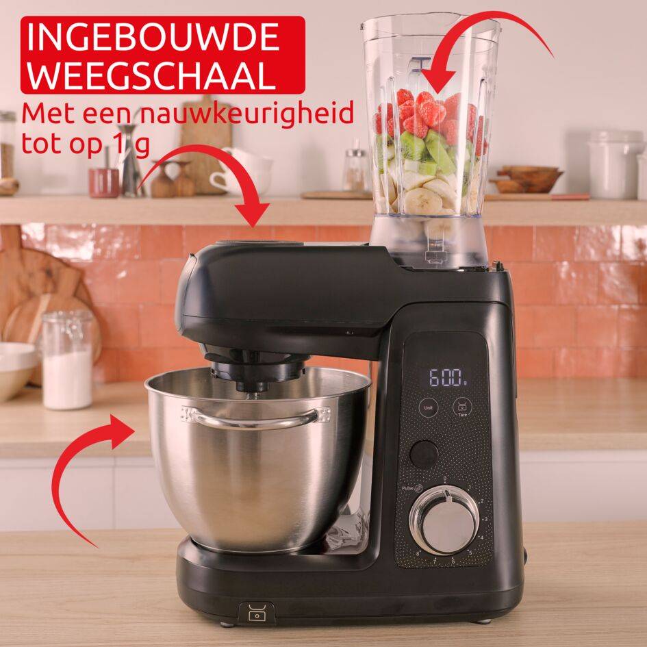 Bake Partner QA5458F1 Keukennmachine - 1100 W - 5 accessoires - 4,6L - 8 snelheden