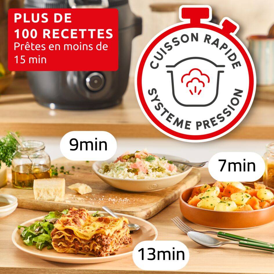 Cookeo Infinity CE9828F0 Multicuiseur intelligent haute pression + air fryer - 20 programmes - Recettes illimitées - Connecté