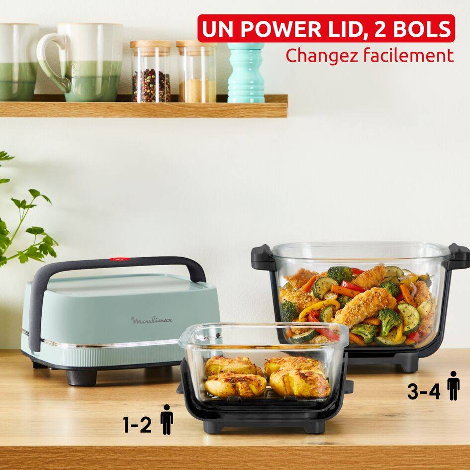 Crisp&Go FY7014E0 Air fryer en verre - 4&nbsp;programmes - 2 Cuves 1,4L et 3,8L
