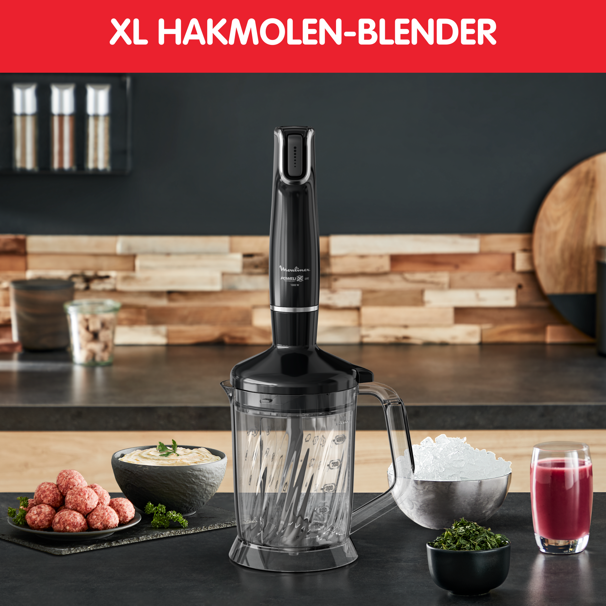 Infinyforce staafmixer met XL Hakmolen-blenderaccessoire