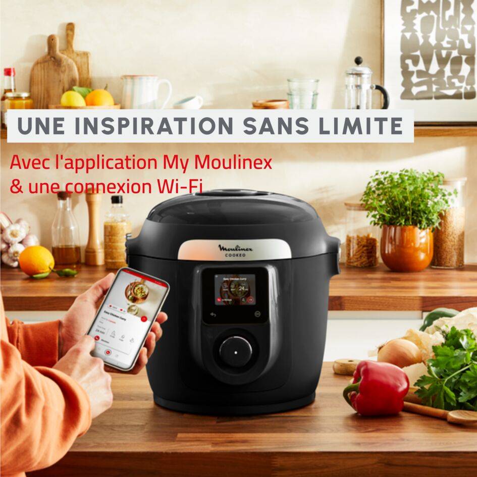 Cookeo Wifi 10-in-1 CE96X8F0 Multicuiseur intelligent haute pression - 14 programmes + Extra Crisp - couvercle air fryer