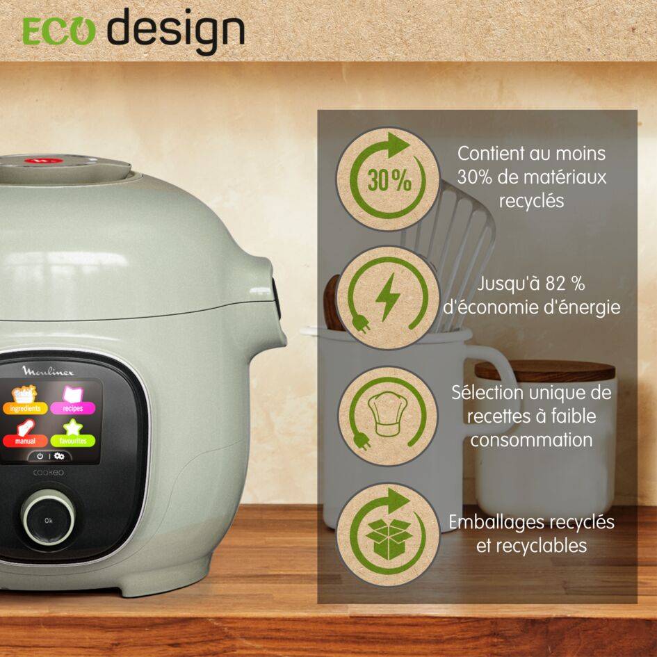 Cookeo Mini Eco-design CE88E310 Multicuiseur intelligent haute pression - 6 programmes - 150 recettes