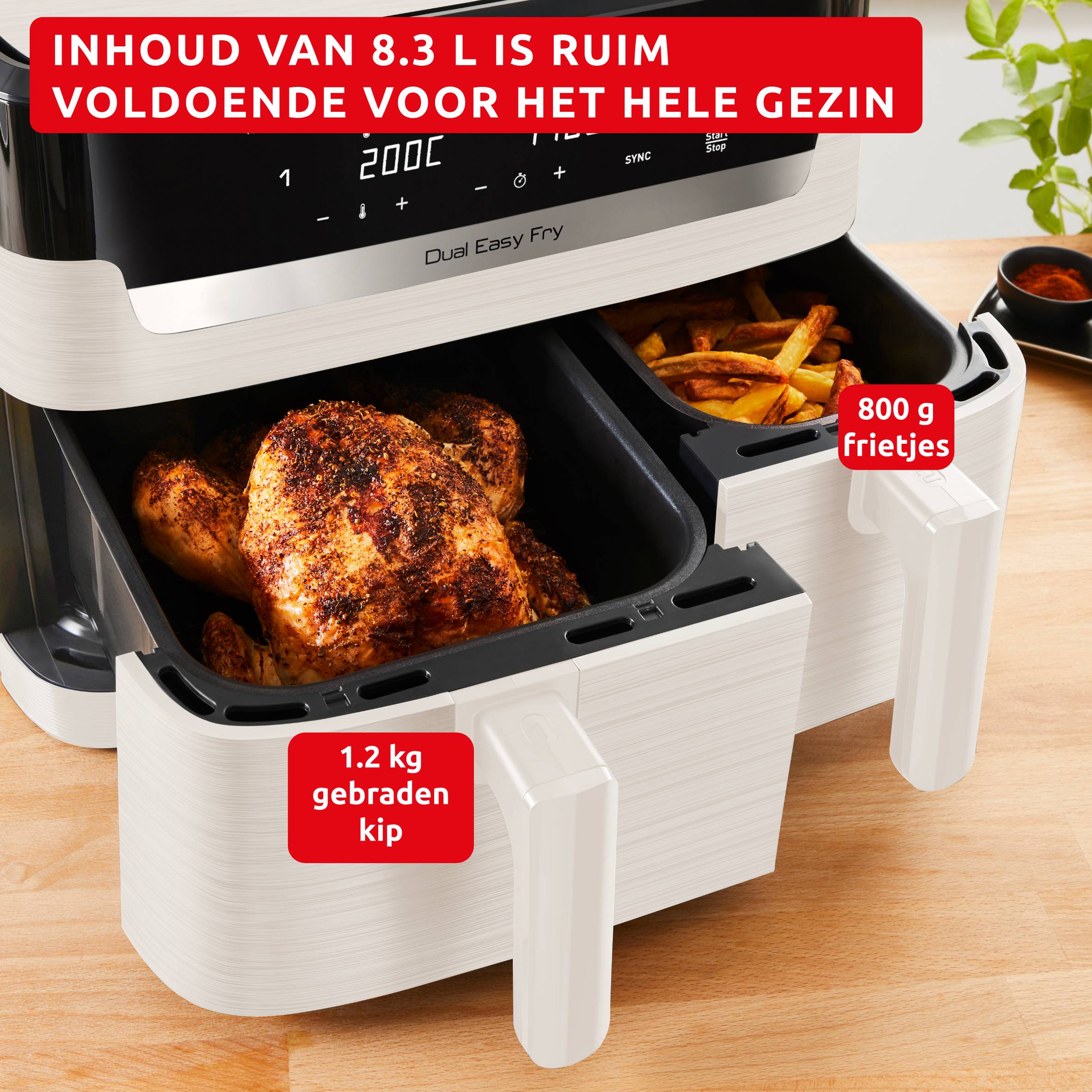 Dual Easy Fry EZ901AF0 Airfryer – 6 programma’s – 8 L – Speciale Ivoor Collectie