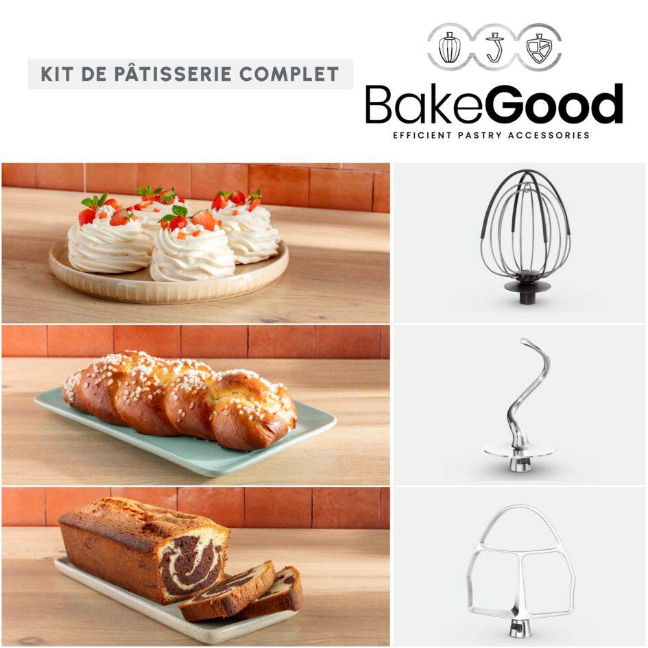 Bake Partner QA525810 Robot pâtissier - 1100W - 8 accessoires - 4.6 L - 8 vitesses