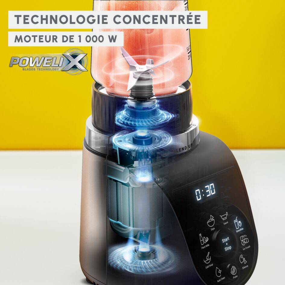 Blend Up, Mini blender puissant, 1&nbsp;000&nbsp;W, 8&nbsp;programmes automatiques