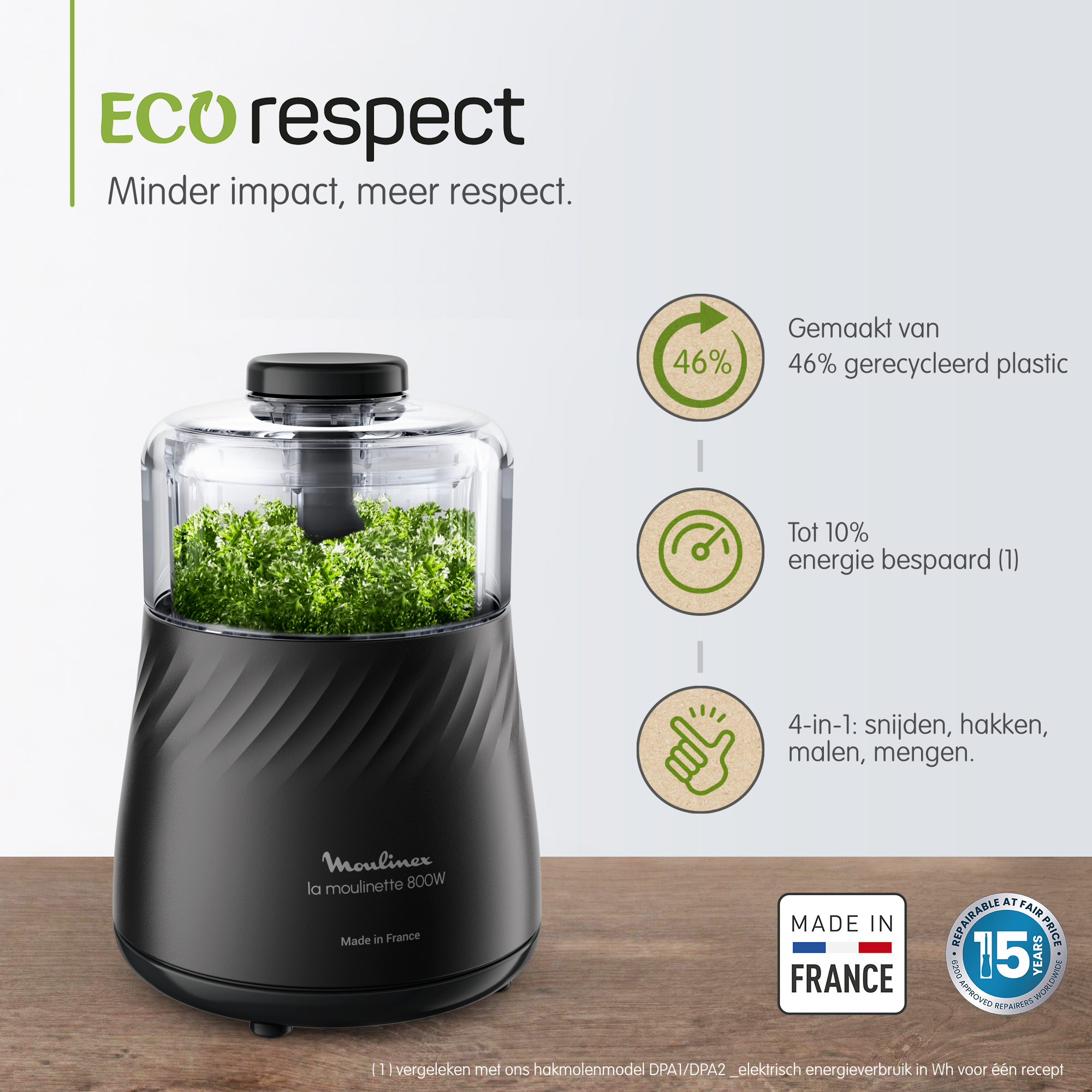 La Moulinette Eco Respect DP710810 Hakmolen - 800W - 4 functies