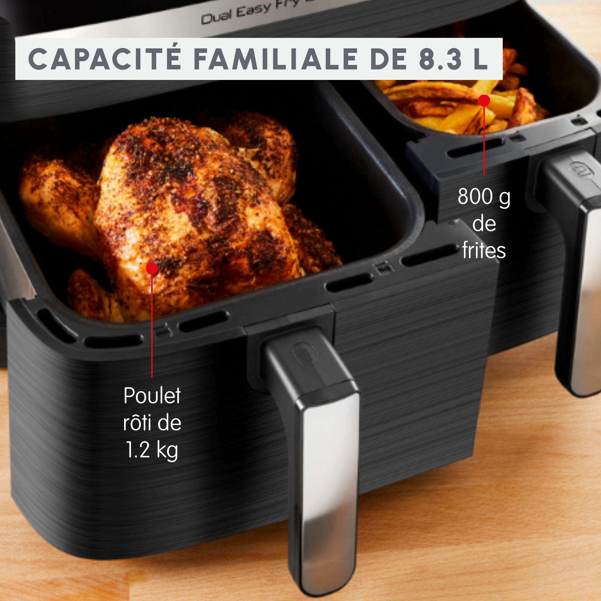 Dual Easy Fry & Grill EZ905B20 Air fryer - 8 programmes - 5,2L + 3,1L