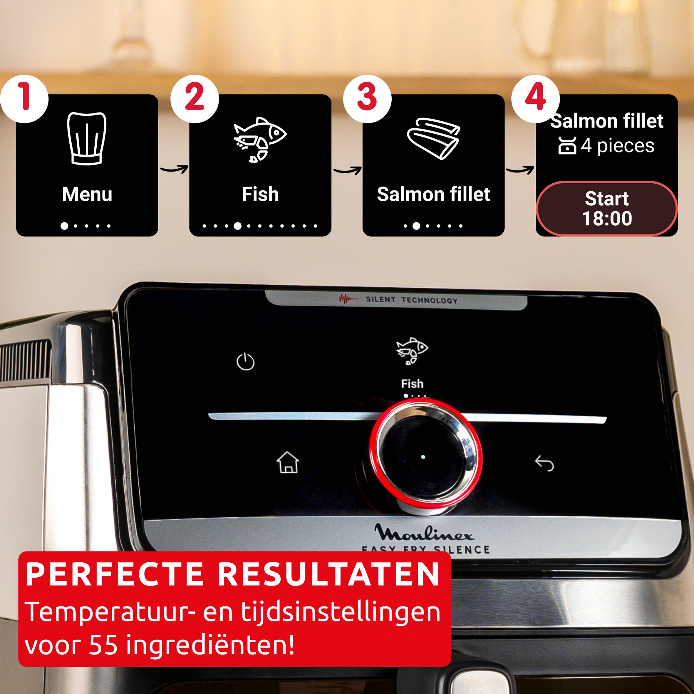 Easy Fry Smart & Silence XXL EZ876DF0 Air fryer - Smart Assist - 7L - Stille technologie