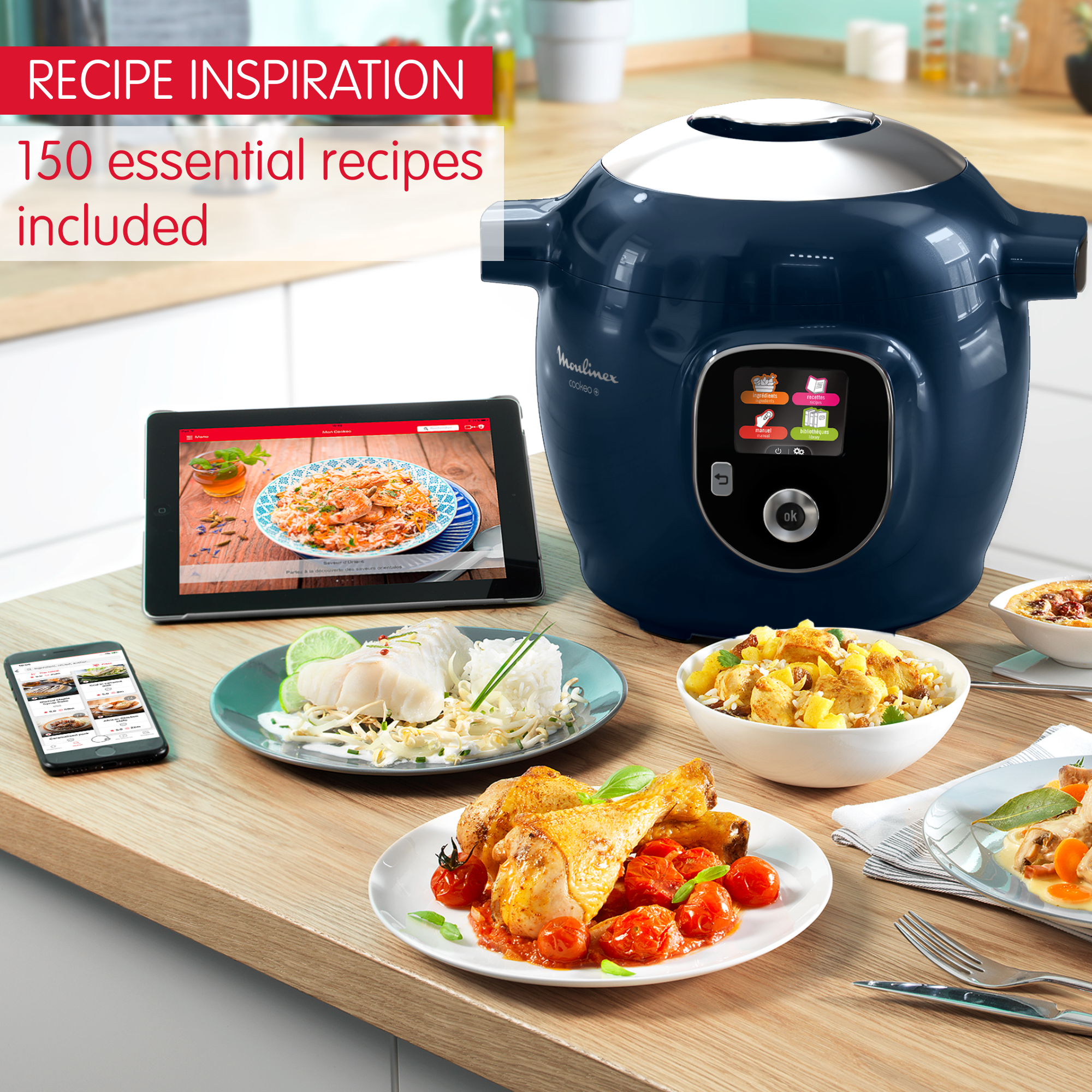 Cookeo+ CE851410 Multicuiseur intelligent haute pression - 6 programmes - 150 recettes