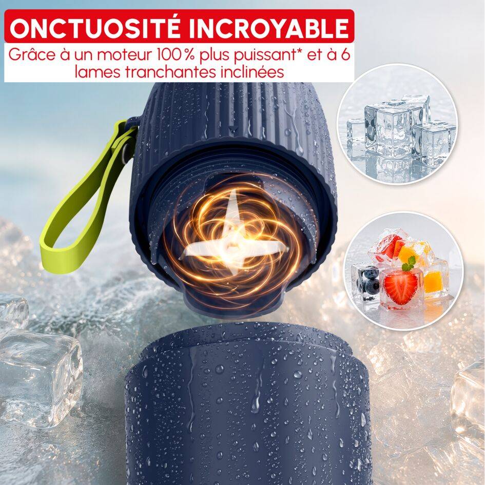 Lightmix+ LM1DV8F0 Blender portable - Gourde isotherme - 5 programmes- 450mL