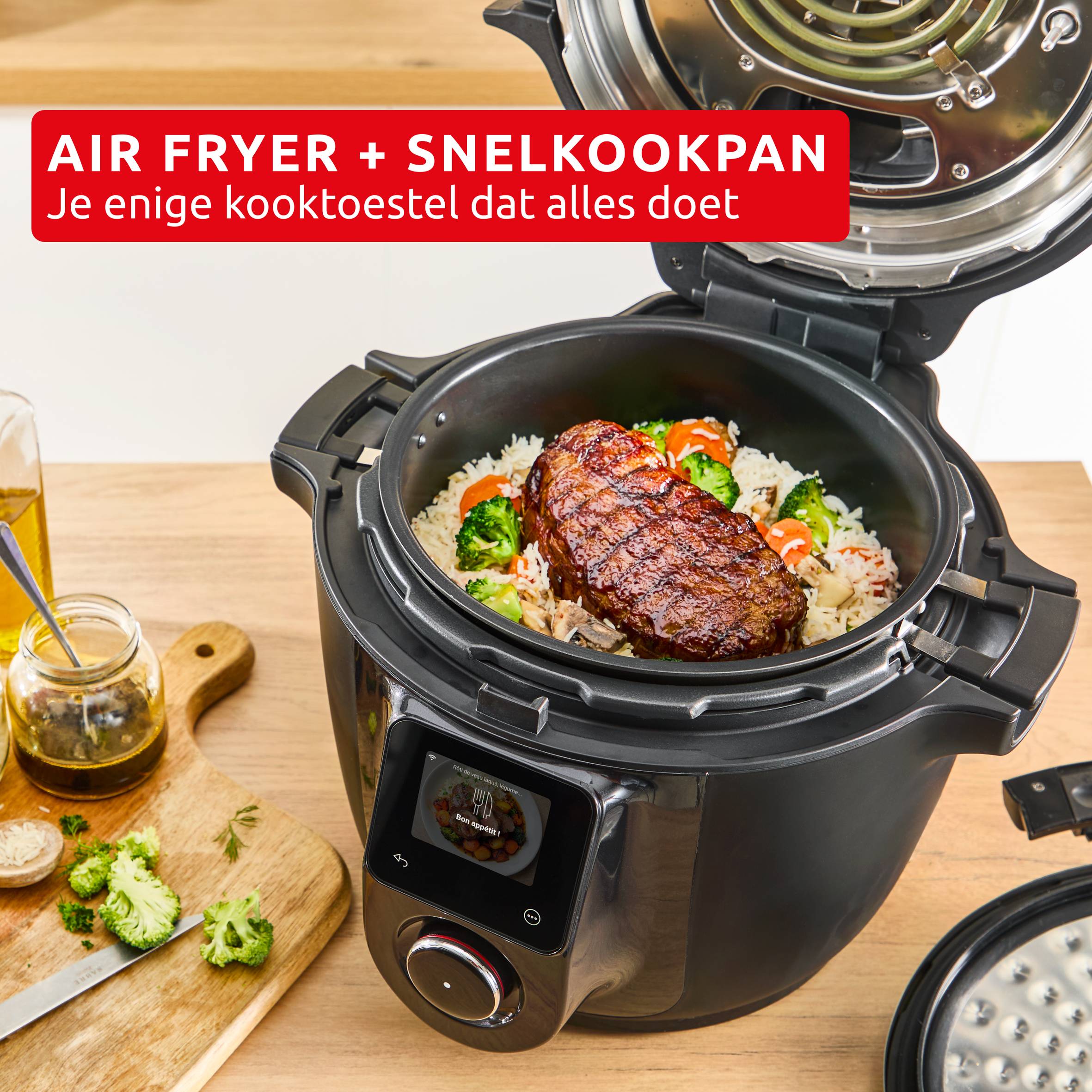 Cookeo Infinity CE9828F0 Intelligente hogedruk multicooker + air fryer - 20 programma's - Oneindig aantal recepten - Geconnecteerd