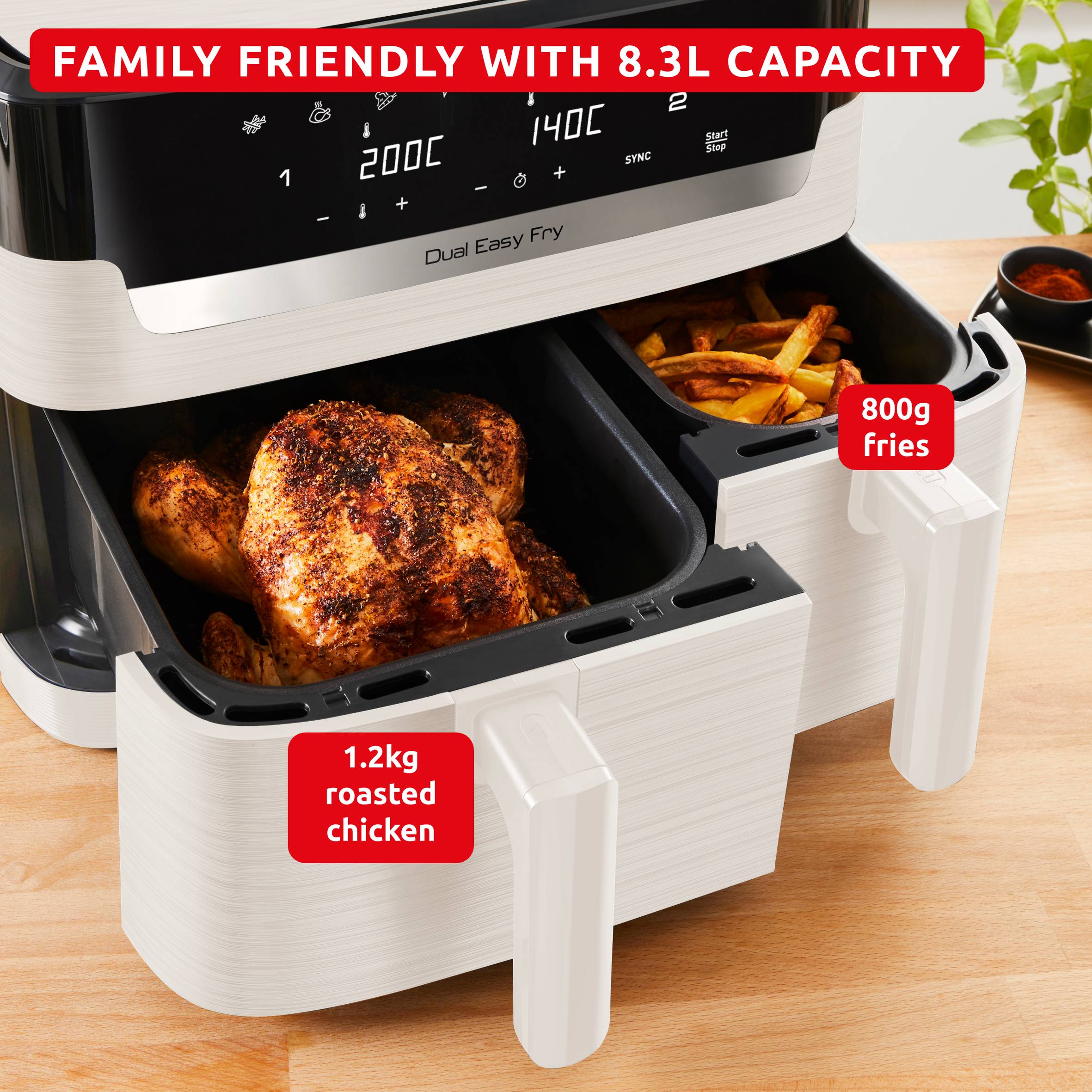 Dual Easy Fry EZ901AF0 Air fryer - 6 programmes - 8L - Collection spéciale Ivoire
