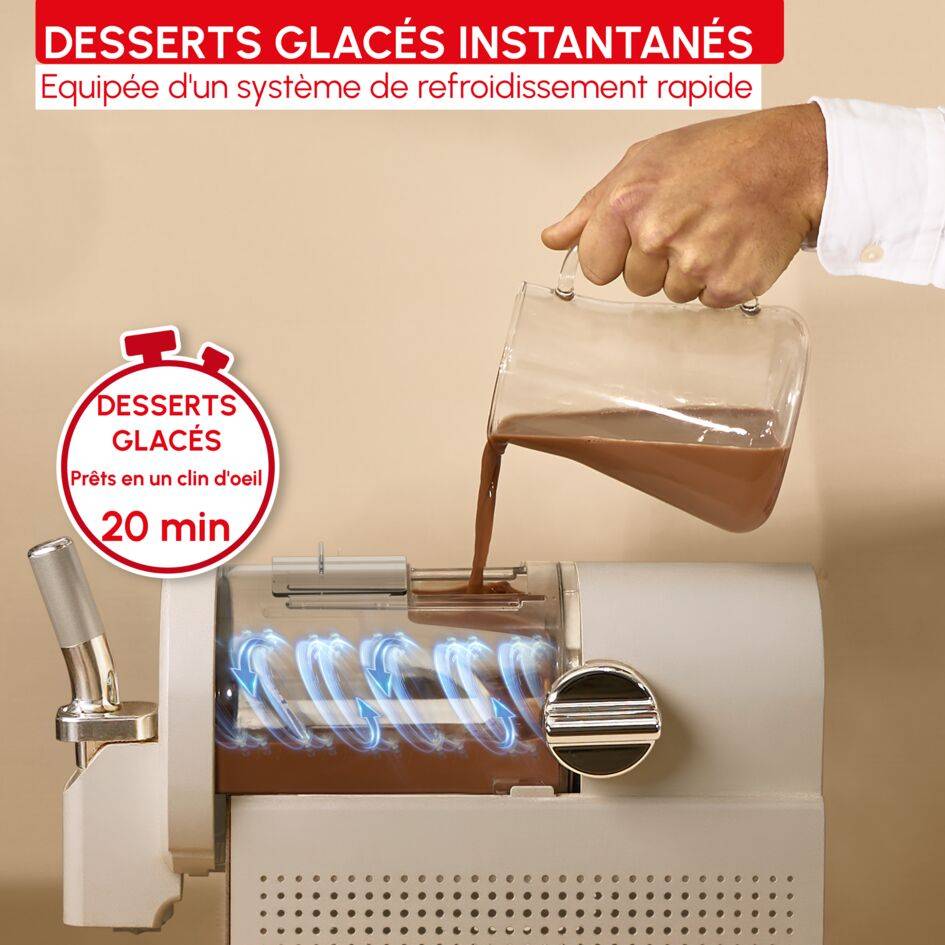 Freezi MJ803AF0 Machine à glaces et boissons glacées - 5 programmes - Prêt en 30 minutes - Nettoyage automatique