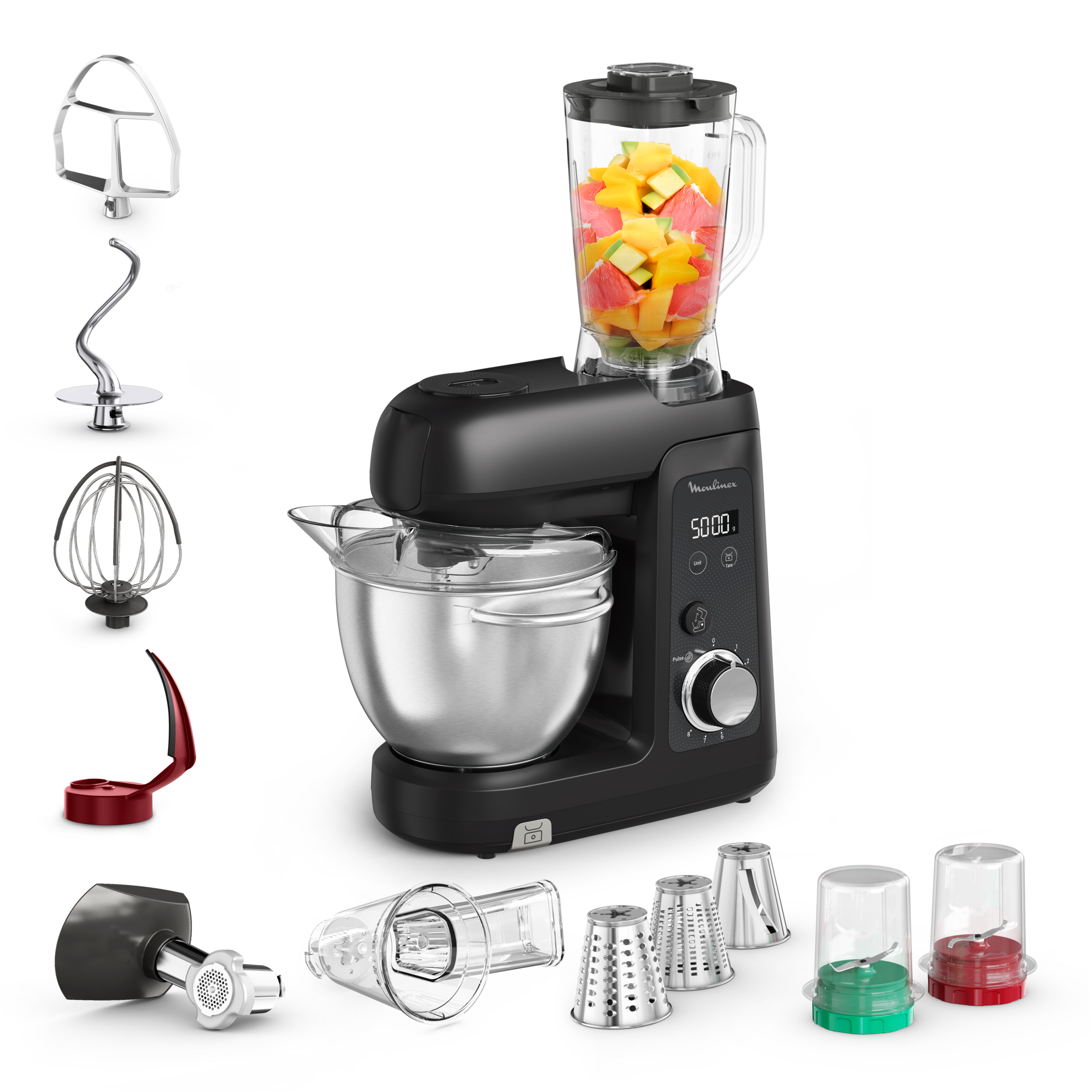 Bake Partner+ QA5458F1 Robot pâtissier - Balance intégré - 1100W - 5 accessoires - 4,6L - 8 vitesses