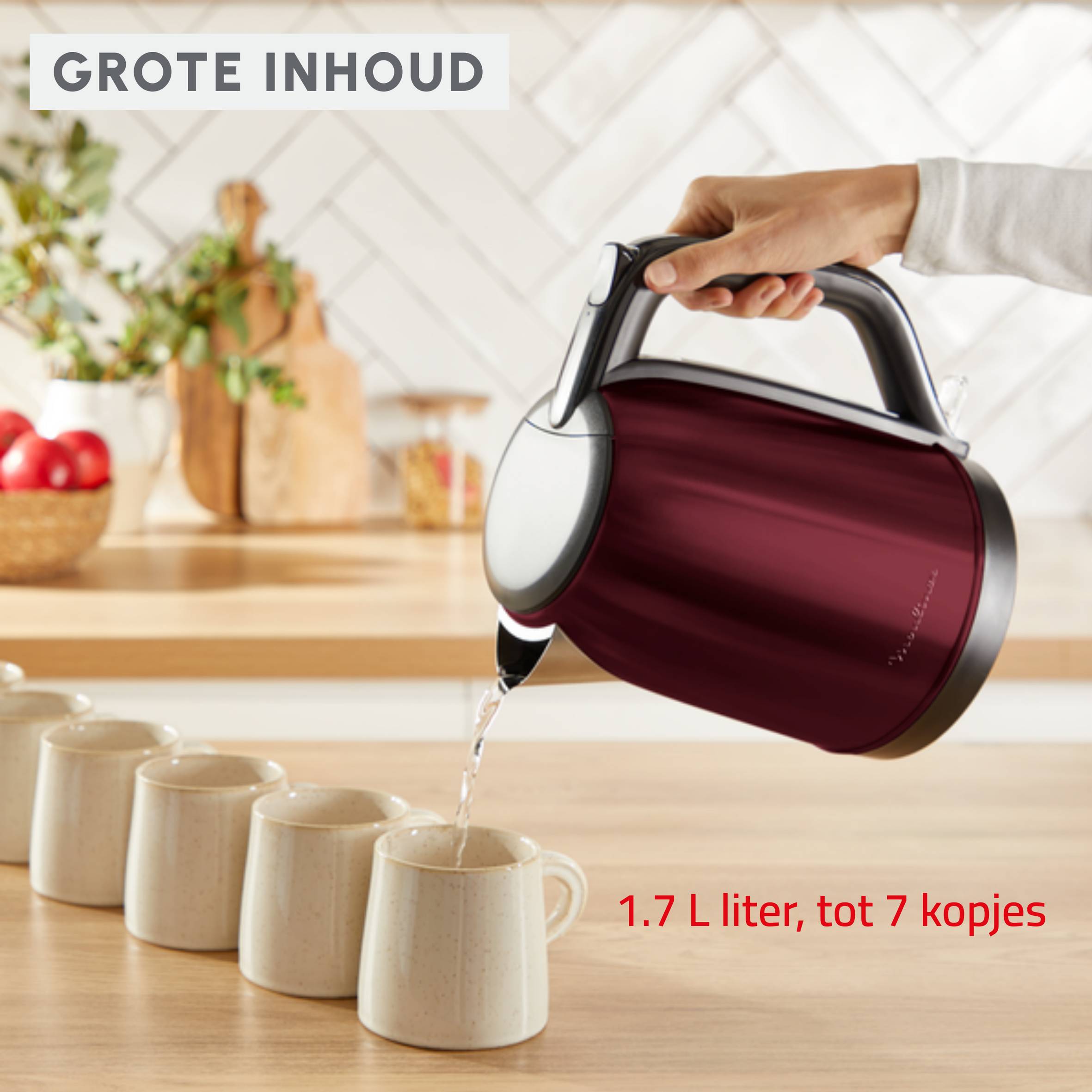 Subito, elektrische waterkoker, One-Cup Indicator, met één hand te openen