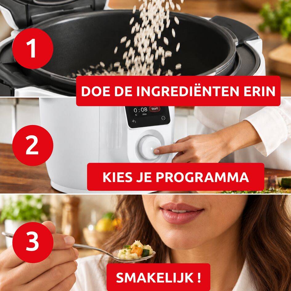 Cookeo Simplicity White CE8211F0 Intelligente hogedruk multicooker - 6 programma's - 150 recepten