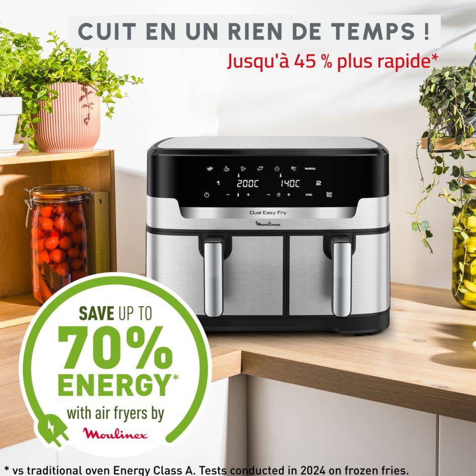 Dual Easy Fry XXL, Double air fryer XXL, Cuisson synchronisée, 11&nbsp;L, 8&nbsp;personnes et +