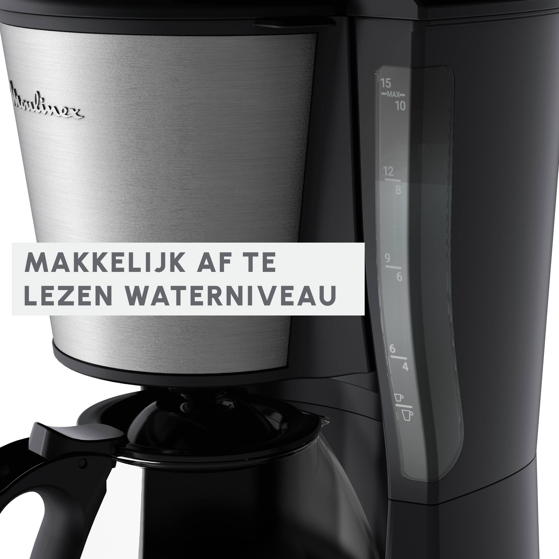 Subito, filterkoffiezetapparaat, optionele warmhoudfunctie, modern ontwerp, zwart en inox